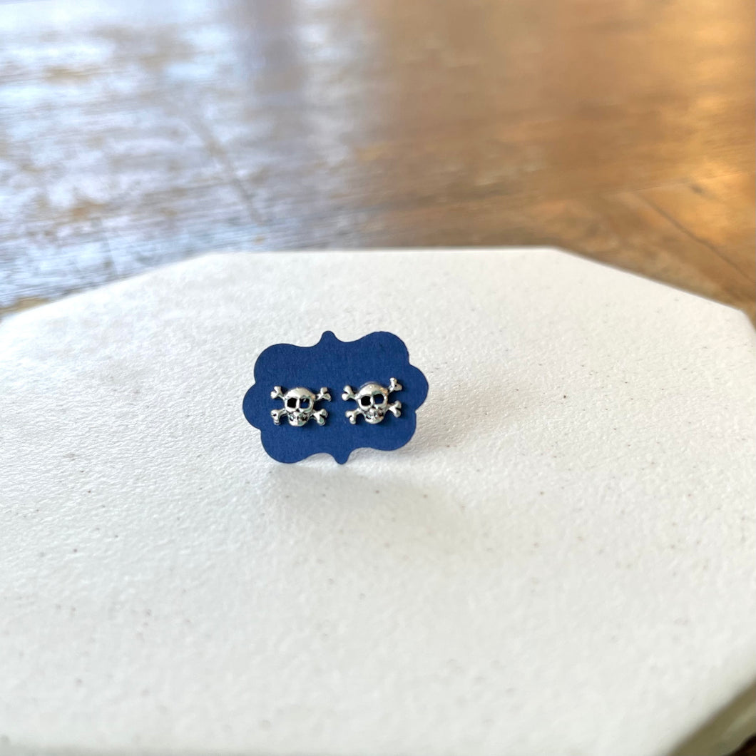 Skull and Crossbones Stud Earrings