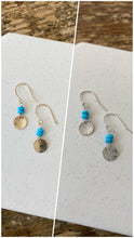 Load image into Gallery viewer, Hammered Disk Earring with Semiprecious Stones - Turquoise
