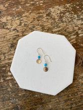 Load image into Gallery viewer, Hammered Disk Earring with Semiprecious Stones - Turquoise
