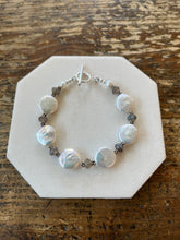 Load image into Gallery viewer, Coin Pearl and labradorite bracelet
