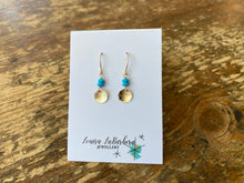 Load image into Gallery viewer, Hammered Disk Earring with Semiprecious Stones - Turquoise
